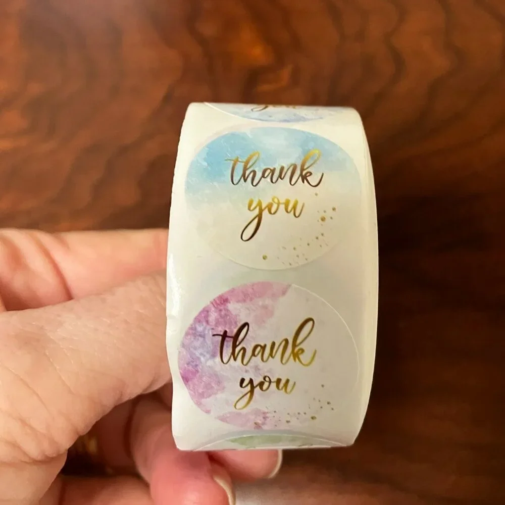 1500 Stickers - 3 x 500 Thank You Self Adhesive Stickers NEW TAX Write off